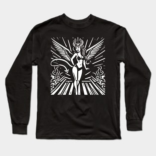 Lino Cut Devil Girl Long Sleeve T-Shirt